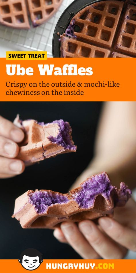 Ube Waffles, Pandan Waffles, Ube Dessert Recipe, Pizza Waffles, Ube Recipes, Waffle Ingredients, Purple Yam, Hawaiian Food, Asian Desserts