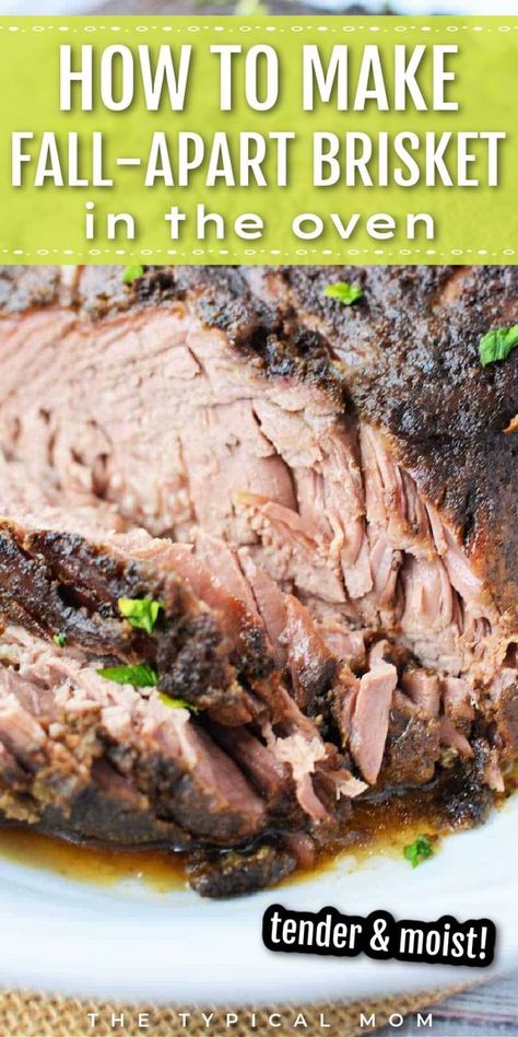 Looking for an easy and incredible beef brisket recipe? Our classic brisket recipe is seasoned with a homemade dry rub and cooked low and slow in the oven to create tender, fall-apart beef. You don't need a smoker to make this tender and juicy dish! This Beef Brisket is incredible and perfect for a Father’s Day dinner or any special occasion! Enjoy it in hearty and moist slices or shredded on a sandwich, smothered in barbecue sauce, or on mac and cheese! Best Way To Cook Beef Brisket, Whole Beef Brisket Recipes, Ree Drummond Brisket Recipe, Best Bbq Brisket Recipe, How To Make Beef Brisket, Cooking Brisket In The Oven, Beef Brisket Roast Recipes, Rolled Brisket Recipes, Best Beef Brisket Recipes Oven