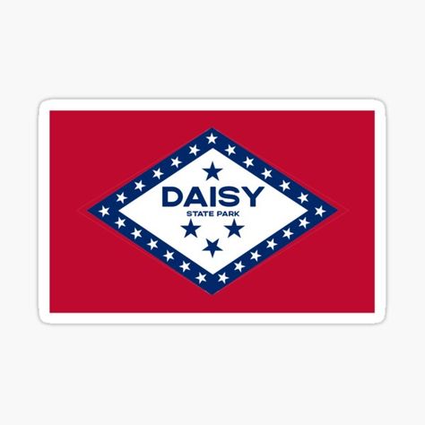 "Daisy State Park, Arkansas State Flag AR Mash-up Design" by palmettodigital | Redbubble Us States Flags, Arkansas State, Lake Charles, Flag Vector, Flag Decal, Design Sticker, Flag Banner, Name Badges, State Flags