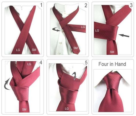 How To Instructions Different Tie Knots, How To Tie A Necktie, Tie Knots Men, Four In Hand Knot, Simpul Dasi, Tie A Necktie, Neck Tie Knots, Tie Styles, Men Style Tips