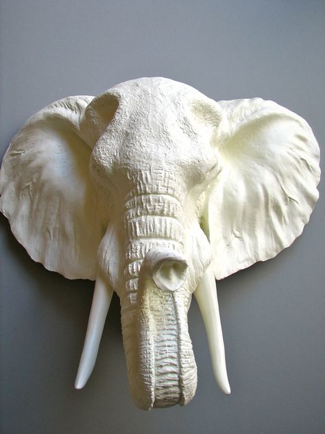 Ceramic Elephant Sculpture, Elephant Head Wall Mount, Elephant Head Sculpture, Elephant Statue Decor, Styrofoam Art, Drywall Art, Decoration Restaurant, Elephant Carving, Man Cave Art