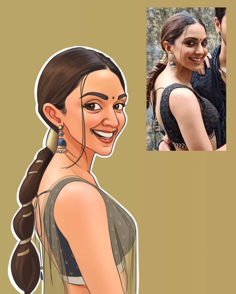 Cartoon style digital portrait / caricature illustration of beautiful Actress Kiara Advani Digital Art Cartoon Style, Beach Caricature, Digital Art Cartoon, Caricature Family, Caricature Illustration, Vector Portrait Illustration, Digital Portrait Illustration, Wedding Caricature, Figure Sketches