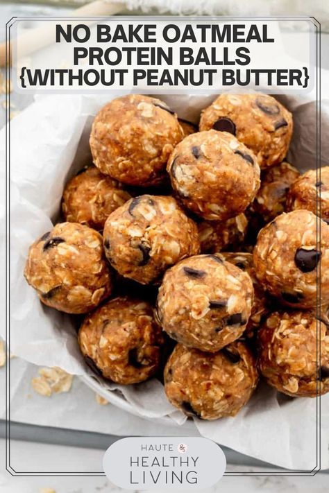 Protein Balls With Maple Syrup, Protein Balls Without Peanut Butter, Protein Items, Oatmeal Protein Balls, Chocolate Chip Protein Balls, No Bake Oatmeal, Bake Oatmeal, Oatmeal Balls, Protein Balls Healthy