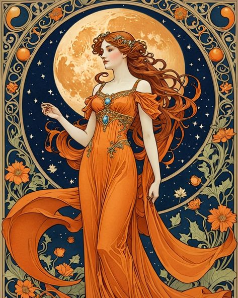 Art Nouveau Side Profile, Alphonse Mucha Color Palette, Alphonse Mucha Art Nouveau Illustrations, Art Nouveau Vampire, Art Nouveau Witch, Art Nouveau Portrait, Alfonse Mucha, Art Nuevo, Art Nouveau Fashion