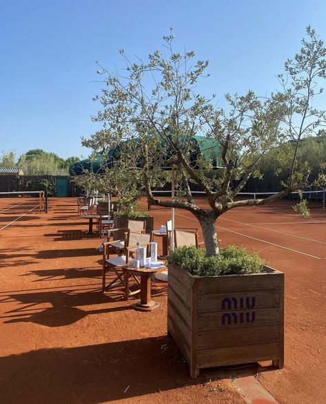 Miu Miu Tennis Club, Pickleball Court Aesthetic, Tennis Court Party, Tennis Club Aesthetic, Tennis Country Club, Tennis Court Design, Entrance Signage, Tennis Aesthetic, Tennis Party