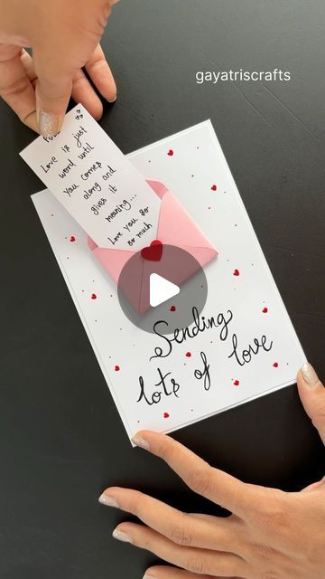 Gayatri chouhan on Instagram: "DIY love Envelope 💌 #crafts #papercrafts #handmade #gift #lovequotes #envelope #giftideas #loveletter" Mini Handmade Cards, Handmade Gift Cards Ideas, Mini Greeting Cards Handmade, Anniversary Cards Handmade Diy, Mini Envelopes Diy, Anniversary Card Ideas, Envelope Scrapbook, Love Envelope, Mini Boxes