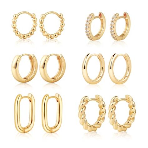 Limited-time deal: MIDEEO Gold/Sliver Chunky Hoop Earrings Set for Women, 14K Gold Plated Twisted Huggie Hoop Earring Hypoallergenic Thick Open Lightweight Chunky Hoop Earrings Jewelry for Gifts Slim Your Face, Chunky Gold Hoop Earrings, Simple Hoop Earrings, Chunky Hoop Earrings, Monet Jewelry, Gemstone Stud Earrings, Hoop Earring Sets, Huggie Hoop Earrings, Fun Earrings