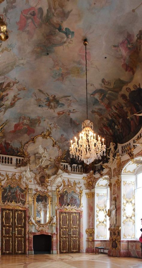 Rococo Aesthetic, Rococo Interior, Italian Castle, Rococo Art, Ceiling Murals, Castle Aesthetic, Ceiling Art, Baroque Architecture, Salou