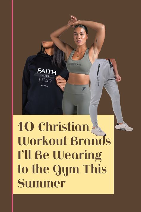 Collage of women modeling christian athletic wear Christian Brands, Christian Workout Clothes, Christian Gym, Christian Workout, Goals 2024, Christian Fitness, Merch Ideas, Jesus Faith, Christian Girl