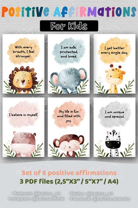 Motivation Cards For Students, Affirmation Cards For Kids, Affirmation For Kids, Kids Affirmations, Social Emotional Learning Preschool, Growth Mindset Classroom, Calm Kids, Positive Affirmations For Kids, Affirmation Board