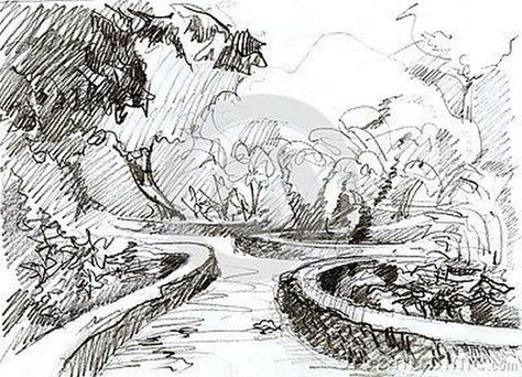 Crafting Green Escapes: Tailored Landscape Design Services Flowerbed Drawing, Pathway Sketch, Bush Sketch, Path Sketch, Inktober Inspiration, Bed Project, Forest Sketch, Interior Architecture Sketch, Stone Paths