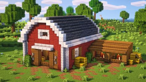 Barn For Animals, Chalet Minecraft, Minecraft Horse Stables, Minecraft Barn, Villa Minecraft, Minecraft Horse, Construction Minecraft, Case Minecraft, Minecraft Decoration