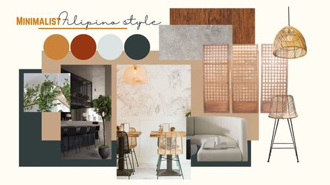 Moodboard Minimalist, Modern Filipino Interior, Filipino Interior Design, Kinfolk Style, Filipino Architecture, Spanish Interior, Academy Of Art University, Presentation Board Design, Filipino Style