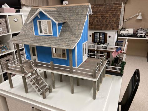 Beachside Bungalow Dollhouse, Bungalow Dollhouse, Barbie Display, Dollhouse Exterior, Beachside Bungalow, Dollhouse Design, Tackle Shop, Dolls And Dollhouses, Doll House Ideas