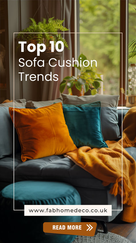 Discover the Top 10 Sofa Cushion Trends for 2024 Colourful Cushions On Sofa, How To Arrange Cushions On Sofa, Scatter Cushions On Couch, Cushions On Sofa Color Schemes, Sofa Cushions Arrangement, Cushions For Grey Sofa, Emerald Green Sofa, Cushion Arrangement, Mustard Cushions