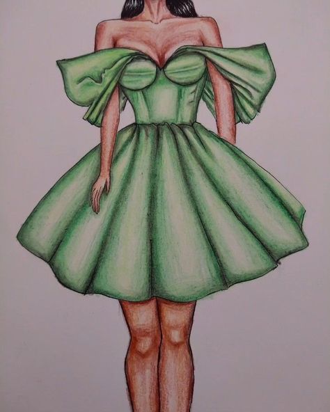 Croquis Dress Design, Short Dress Illustration Fashion, Short Dresses Sketch, Short Dress Drawing Sketches, Outfits Designs Drawing, Green Fashion Illustration, Short Dresses Drawing, Dresses Illustration Fashion, Fashion Illustration Sketches Dresses Design Inspirational