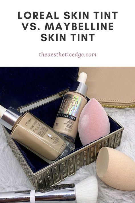 Find the right skin tint for your needs with this Loreal Skin Tint vs. Maybelline Skin Tint comparison review. Get the similarities debunked. Best Skin Tint, Maybelline Skin Tint, Loreal True Match, Long Wear Makeup, Makeup Kits, Faux Hair, Skin Tint, Anastasia Brow, Maybelline Super Stay