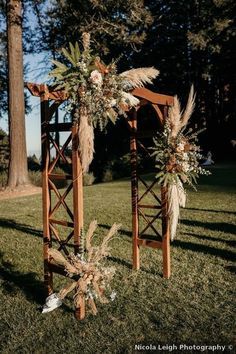 Wood Wedding Arches, Boho Sheek, Ceremony Arch Decor, Menlo Park California, Bloom Bar, Boho Wedding Arch, Fall Wedding Arches, Wedding Arches Outdoors, Wedding Arbors