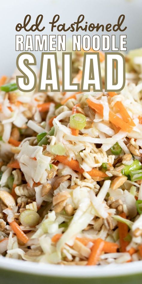 salad in bowl Best Ramen Noodles, Traditional Ramen, Chinese Salad, Ramen Salad, Ramen Noodle Salad, Delicious Breakfast Casserole, Potluck Side Dishes, Noodle Salad Recipes, Homemade Recipes Dessert