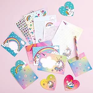 Unicorn Stationary Set #affiliatelink Stationery Set Design, Writing Sheets, Pen Gift Box, Rainbow Toy, Letter Writing Paper, Christmas School, Shaped Cards, Unicorn Gifts, Stationery Pens