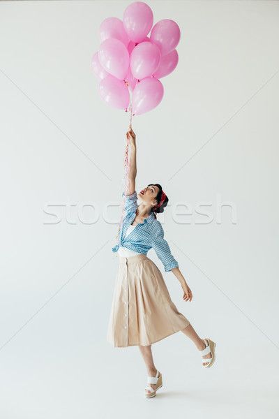 asian woman holding balloons stock photo (c) LightFieldStudios (#8560031) | Stockfresh Holding A Balloon Reference, Person Holding Balloon, Pediatric Psychology, Photos With Balloons, Girl Holding Balloons, Girls Lifting, Holding Balloons, Balloons Photography, House Of Balloons