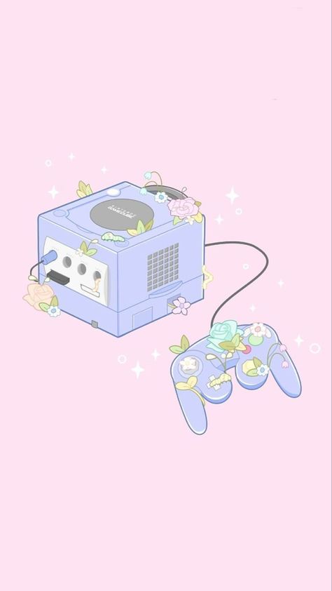 cute aesthetic purple GameCube & controller on a pastel baby pink background for phone wallpaper Tattoo Wallpaper, Handy Wallpaper, Art Mignon, Art Kawaii, Wallpaper Doodle, Wallpaper Tumblr, Download Cute Wallpapers, Tumblr Wallpaper, Pastel Wallpaper