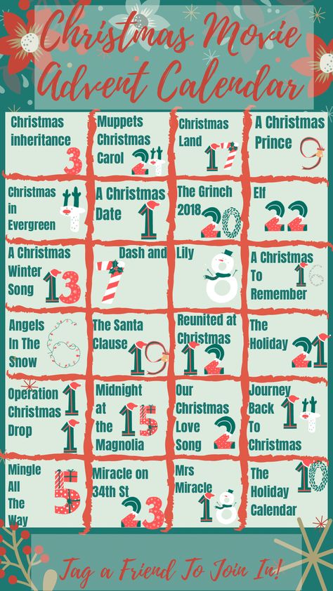 Hallmark Movie and Christmas Classics Advent Calendar 2020 Christmas Movie Advent Calendar, Christmas Hallmark Movies, Muppets Christmas, Christmas Classics, Christmas Bucket List, Christmas Films, Christmas Bucket, Hallmark Movie, Hallmark Christmas Movies