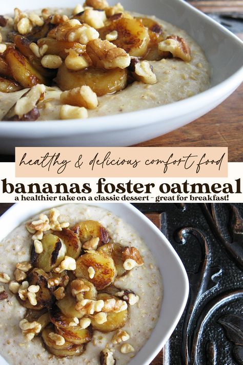 Banana Foster Oatmeal, Steal Cut Oats Recipes, Banana Foster Breakfast, Banana Coconut Oatmeal, Easy Bananas Foster, Bananas Foster Oatmeal, Steel Cut Oats Slow Cooker, Banana’s Foster, Roasted Banana