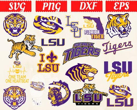 Lsu Svg Files Cricut, Lsu Tigers Svg, Lsu Svg, Lsu Tigers Art, College Canvas Art, Lsu Logo, Lsu Tigers Logo, Football Room, College Canvas