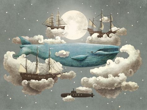 Ocean Meets Sky  by Terry  Fan Ocean Meets Sky, Boat Wall, Whale Art, Sky Art, Mural Wall Art, By Terry, Environment Concept Art, Art Pictures, The Sky