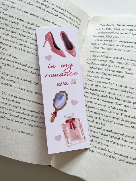 Pink Bookmark for Romance Lovers, Elegant Rococo Pattern with "In My Romance Era" Slogan, Great Gift for Bookworms and Cosy Romance Readers Rococo Pattern, Pink Bookmark, Handmade Bookmarks Diy, Romance Readers, Gifts For Bookworms, Rococo Style, Bookmarks Handmade, Romance Novels, Book Accessories