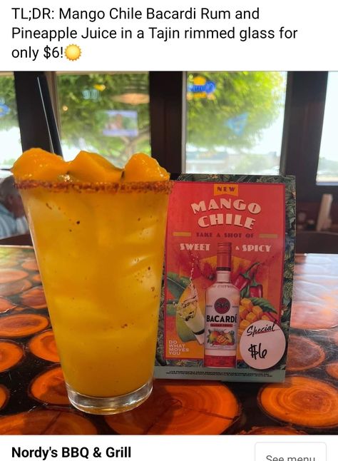 Bacardi Mango Chile Drinks, Bacardi Mango, Mango Chile, Bacardi Rum, Yummy Alcoholic Drinks, Drinks To Try, Bacardi, Pineapple Juice, Sweet And Spicy