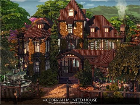 Sims 4 — Victorian Haunted House by MychQQQ — Lot: 40x30 Value: $ 173,144 Lot type: Haunted Residential House #featuredartist Sims Haunted House, The Sims 4 Victorian House, Sims 4 Wizard House, Victorian Homes Sims 4, Sims Witch House, Sims 4 Victorian Mansion, Strangerville House Sims 4, Sims 4 Houses Cottages, Sims 4 Witch Cottage