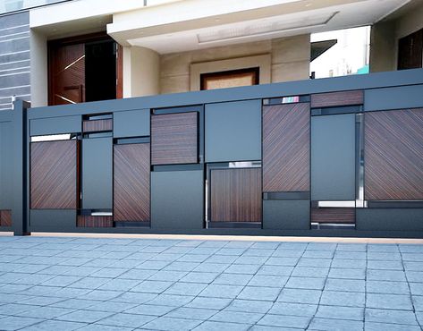 RESIDENTIAL on Behance Compound Wall Gate Design India, Acp Sheet Main Gate Design, Apartment Gate Design Entrance, Hpl Gate Design Modern, Compound Wall Gate Design Modern, Modern House Gate Design, Residential Entrance Gates Design, Parking Gate Design, Modern Gate Design Entrance