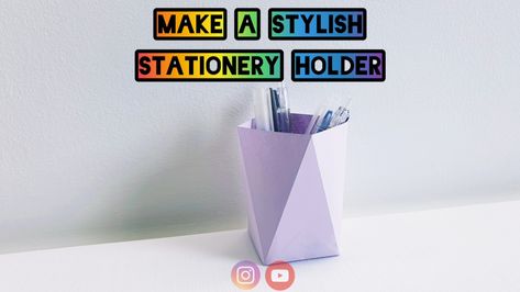 This is a simple easy to make stationery, pen and pencil holder. View this short tutorial and subscribe for more exciting videos 🔊 🌈 Feel free to share your completed craft here with me. Origami Flower Vase, Paper Pen Holder, Origami Pencil Holder, Paper Flower Vase, Cardboard Craft, Paper Vase, Shorts Tutorial, Diy Origami, Origami Flowers