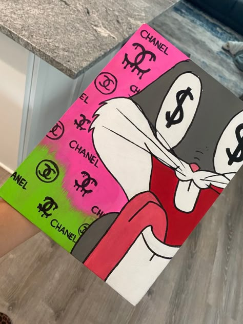 Easy looney tunes painting Bugs Bunny Painting, Looney Tunes Painting, Tweety Canvas Painting, Looney Tunes Painting Canvas, Large Canvas Painting Ideas Cartoon, Painting Ideas On Canvas Cartoon Characters, Bugs Bunny And Lola Canvas Painting, 90s Cartoon Canvas Painting, Puff Paint