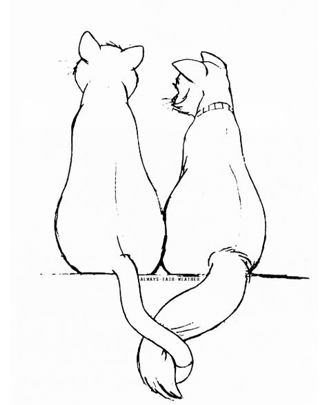 Duo Illustration, Aristocats Tattoo, Disney Doodles, Disney Cats, The Aristocats, Disney Sketches, Two Cats, Cartoon Tattoos, Old Disney