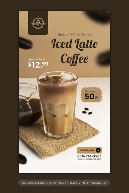 Promotion Story Instagram, Cafe Poster Design Coffee Shop, Menu Poster Ideas, Drink Promotion Design, Instagram Story Promotion Design, Coffee Shop Promotion Ideas, Coffee Promotion Design, Drinks Poster Design, Food Billboard