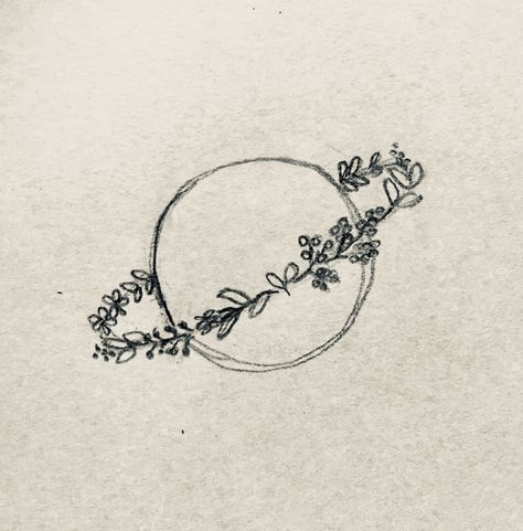 Planet Ideas Drawing, Tiny Designs Drawing, Planet With Flowers Tattoo, Cute Small Spooky Tattoos, Planet Flower Drawing, Small Planet Drawing, Flower Stars Tattoo, Earthy Vibe Tattoo, Stellar Tattoo Ideas