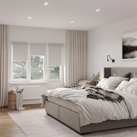 Blinds On Windows, Roller Blinds Bedroom, Curtains Roller, White Roller Blinds, Windows Blinds, Window Roller Blinds, Louver Windows, Bedroom Blinds, Blinds Curtains