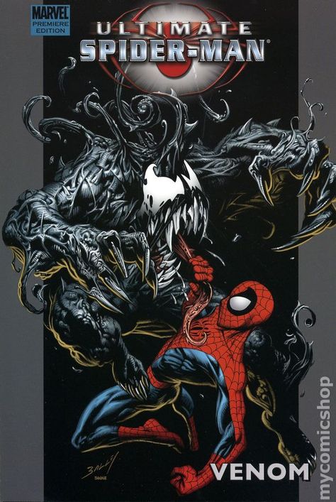 Ultimate Spider-Man Venom HC (2007 Marvel) Premiere Edition 1-1ST Ultimate Spider Man Venom, Spider Man Venom, Mark Bagley, Symbiotes Marvel, Venom Art, Venom Comics, Ultimate Marvel, Ultimate Spider Man, Spiderman Artwork