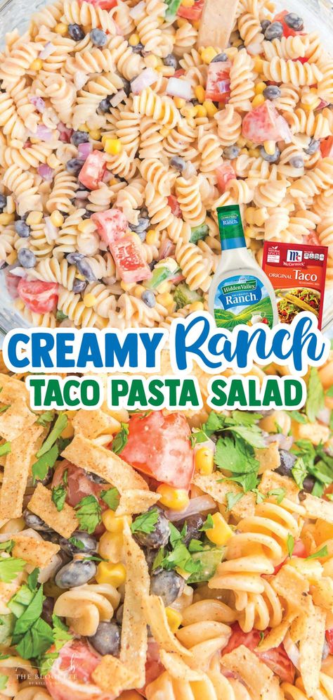 Ranch Taco Pasta Salad, The Blogette, Salad Ranch, Bacon Crackers, Pasta With Tomatoes, Taco Pasta Salad, Delicious Appetizers, Ranch Pasta Salad, Creamy Ranch