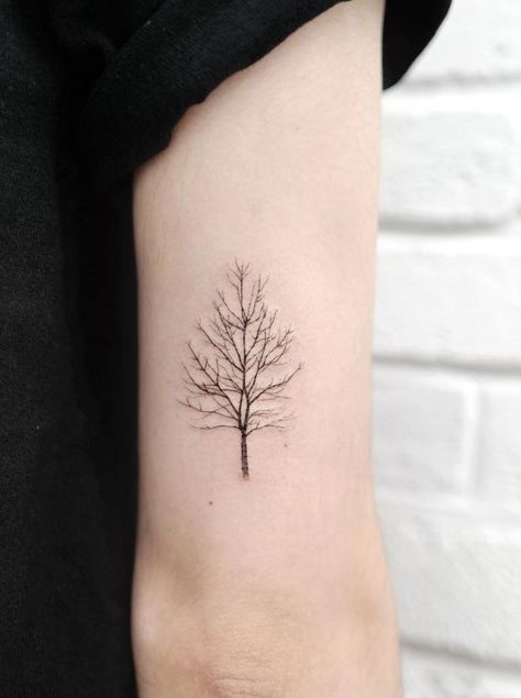 Small Tree Tattoo - TattManiaTattMania Tree Tattoo Women, Small Tree Tattoo, Tiny Tree Tattoo, Tree Tattoo Art, Pine Tattoo, Tree Tattoos, Tree Tattoo Designs, Tree Of Life Tattoo, Tattoo Women