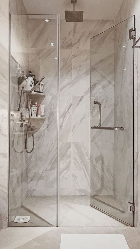 Shower enclosure design! WhatsApp / Ring on : +971 56 256 6935 Website: https://www.dubaiglasspartition.com #dubaiglasspartition Marble Tile Shower, Bathroom Inspo Interior Design, Enclosure Design, Bathroom Shower Doors, Ideas Bathroom Decor, Glass Shower Doors Frameless, Full Bathroom Remodel, Bathroom Shower Design, Shower Glass