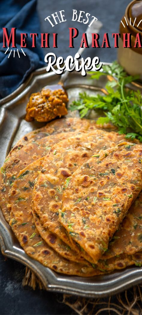 Methi Paratha, Methi Recipes, Paratha Recipe, Breakfast Recipes Indian, Fenugreek Leaves, Paratha Recipes, Chaat Recipe, Indian Cooking Recipes, Indian Bread