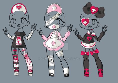 Menhera Outfit Adopt[Closed] by yuki-white Menhera Core, Chibi Gacha, Cute Anime Outfits, Nurse Outfit, Clothing Sketches, Anime Clothes, Yami Kawaii, Drawing Anime Clothes, Chibi Drawings