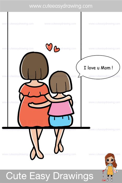 #mothersday #cuteeasydrawings #easydrawings #drawwithme #simpledrawings #mothersday #mother #mom Mom Daughter Easy Drawing, Mother Daughter Love Drawing, Mom And Daughter Easy Drawing, Mother Daughter Painting Ideas Easy, Cute Mothers Day Drawings Easy, Mother Daughter Drawing Easy, Mother Drawing Simple, Cute Mother And Daughter Drawings, Mothers Day Drawings Ideas Art Projects