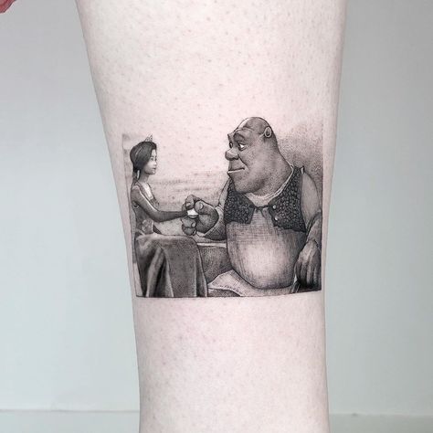 Shrek And Fiona, Pair Tattoos, Cute Matching Tattoos, Belly Tattoos, Ribcage Tattoo, Jellyfish Tattoo, Dope Tattoos For Women, Painting Tattoo, Best Tattoo Ideas