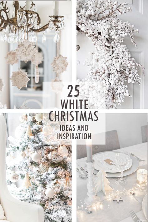 Ideas and inspiration for a white christmas theme #whitechristmas #christmasdecor White Silver And Gold Christmas Decor, White Christmas Ideas, White Christmas Party Theme, White Christmas Decorations, White Christmas Party, 90's Party, Chrismas Tree, Deco Table Noel, Silver Christmas Decorations