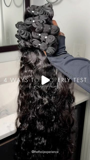 The Thai J. Experience | Raw Hair Extensions on Instagram: "Four Ways To Properly Test Your Raw Hair Extensions 🔎  What is Raw Hair? 100% human hair that has not undergone any chemical processing whatsoever. It can last for up to 5 years with proper care & our recommended maintenance 🤍 This hair will act as if it is growing directly from your scalp so we highly suggest treating it as such.   Pinned video on our page of products we recommend to use 🫧  SHOP | WWW.THETHAIJEXPERIENCE.COM link in bio 💕" Raw Hair Sew In, Raw Human Hair, Raw Hair Wigs, Raw Hair Vendors, Raw Hair Bundles, 2025 Goals, Act As If, Hair Test, Raw Indian Hair